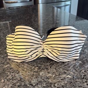 Striped Black and White Bandeau Top with removable straps.